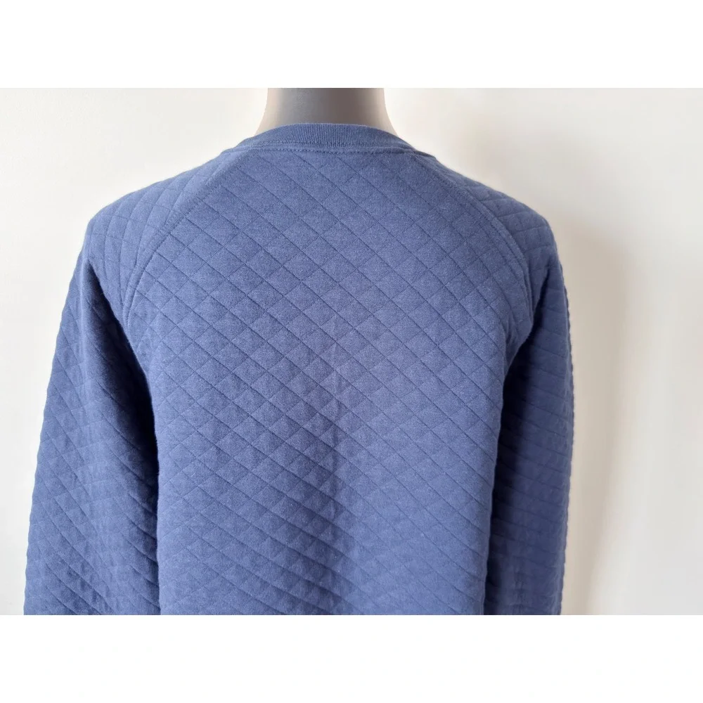 LL Bean Quilted Sweatshirt Mens M Navy Blue Diamond Pullover Traditional Fit